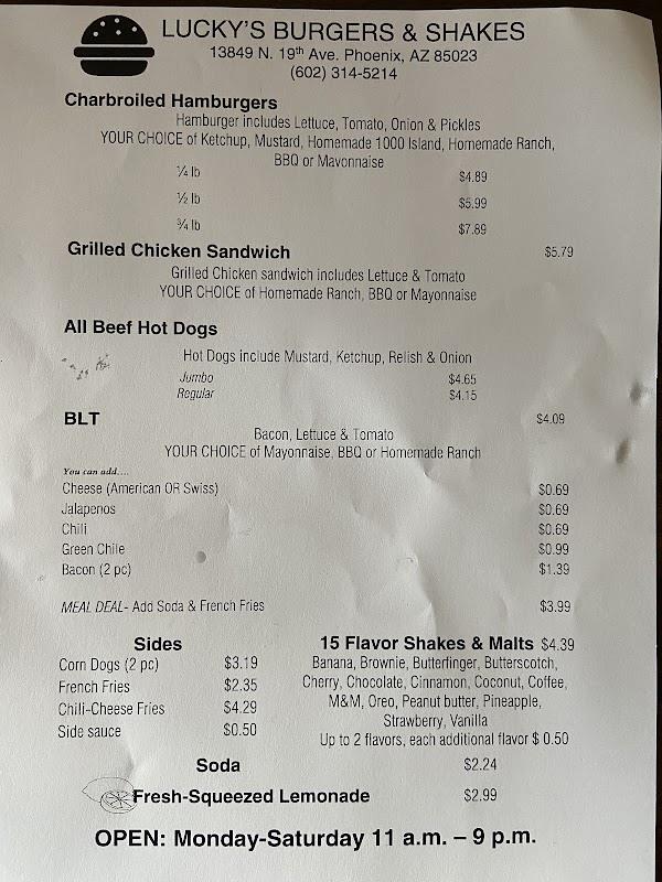 Menu Lucky's Burgers & Shakes-2