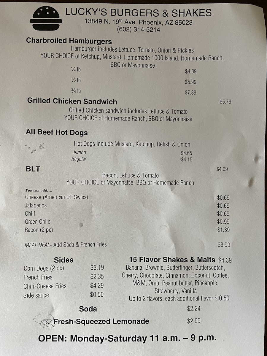 Menu Lucky's Burgers & Shakes-4