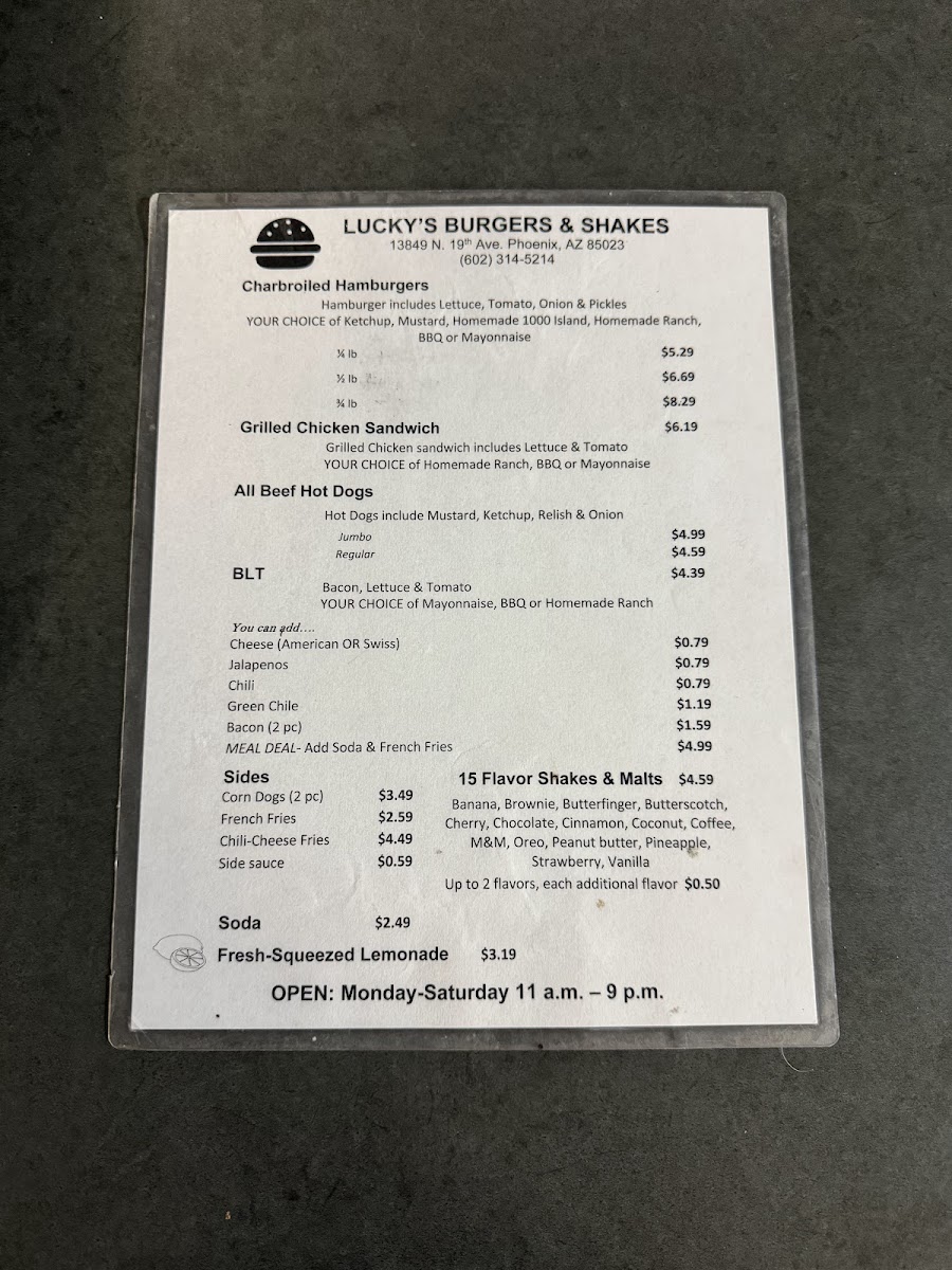 Menu Lucky's Burgers & Shakes-9